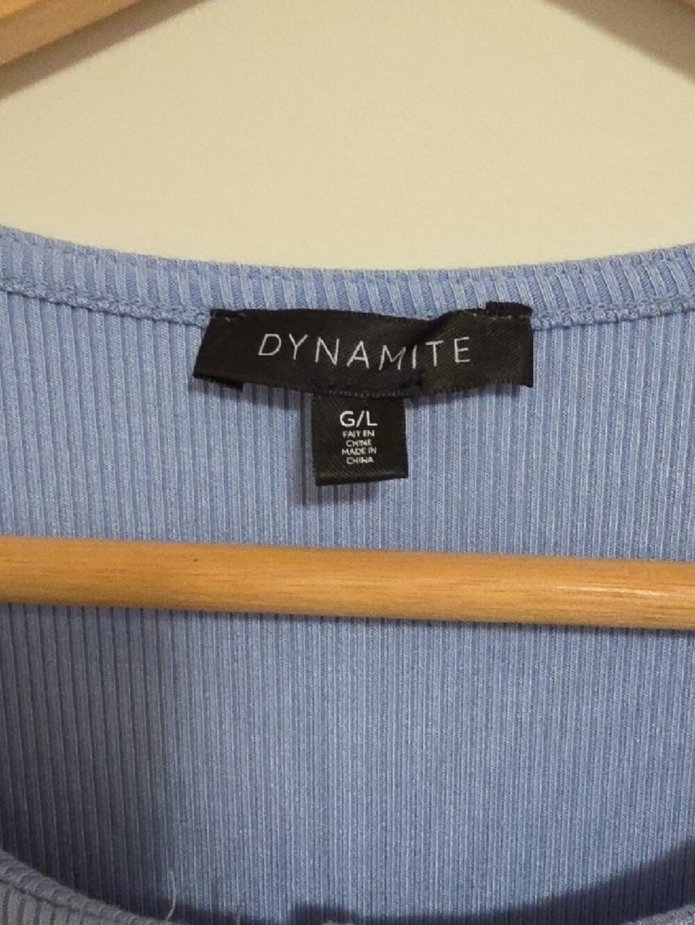 Dynamite Light Blue Ribbed Button-Front Top - Picture 2 of 4